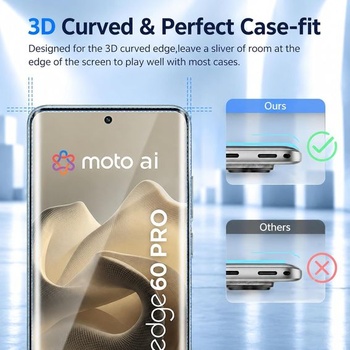 [2+2 balení] Ochranná fólie na displej pro Motorola Edge 60 Pro, 2x tvrzené sklo 9H a 2x ochrana