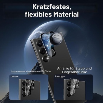 [2+2 balení] Ochranná fólie na displej pro Samsung Galaxy S23 Ultra, s krytem objektivu