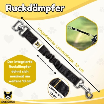 Tlmič nárazov Dog Lover - predĺženie 30 cm - predĺženie vodidla s tlmením napätia, čierne
