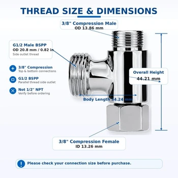 2 x 3cestné T-adaptéry, kompresní závit 3/8