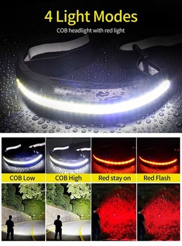 Čelovka DARKBEAM LED, COB, s červeným svetlom, dobíjacia, USB, čelovka/biele a červené svetlo - 1