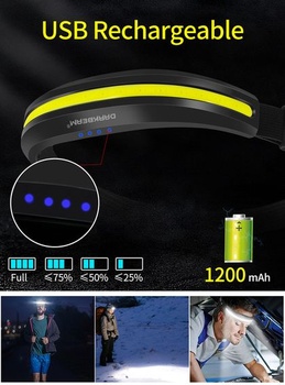 Čelovka DARKBEAM LED, COB, s červeným svetlom, dobíjacia, USB, čelovka/biele a červené svetlo - 1