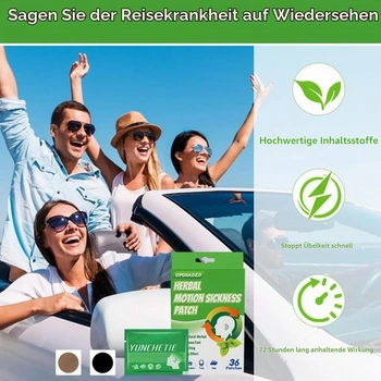 72 kusů náplastí proti cestovní nevolnosti, náplastí proti mořské nevolnosti, dlouhotrvajících a