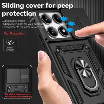 Magnetické pouzdro pro Xiaomi 14T Pro 5G s kroužkem, ochranné pouzdro s krytkou objektivu, pouzdro