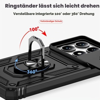 Magnetické pouzdro pro Xiaomi 14T Pro 5G s kroužkem, ochranné pouzdro s krytkou objektivu, pouzdro