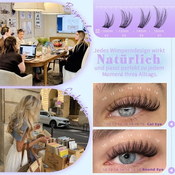 Sada prodlužování přírodních řas Wispy Wimpern Extensions 10-16MM Sada shluků řas Natürliche shluky