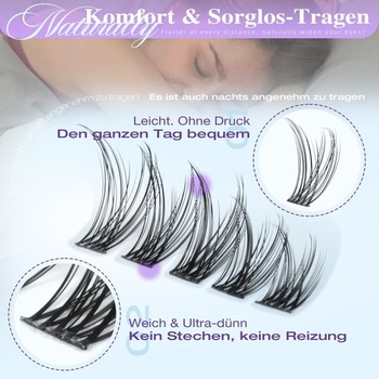 Sada prodlužování přírodních řas Wispy Wimpern Extensions 10-16MM Sada shluků řas Natürliche shluky
