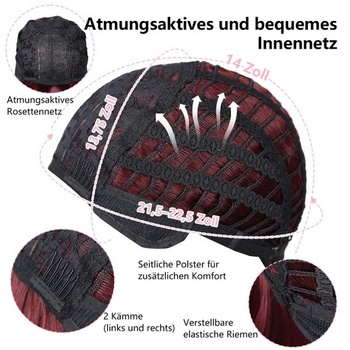 JIAMEISI Hladká krátká bob paruka s ofinou vínově červená 12 palců 12 palců/30 cm vínově červená