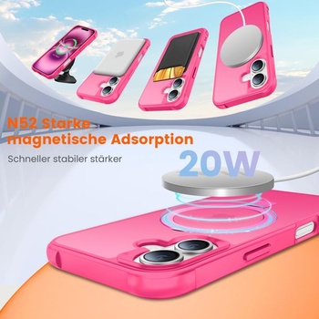 Puzdro na iPhone 16 s magnetickým stojanom, ružovo-ružové. Ružovo-ružové pre iPhone 16