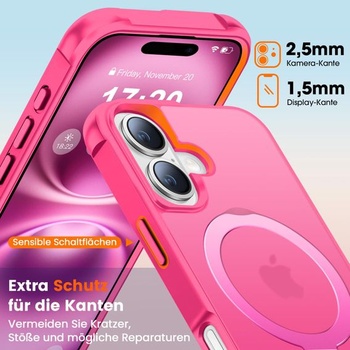 Puzdro na iPhone 16 s magnetickým stojanom, ružovo-ružové. Ružovo-ružové pre iPhone 16