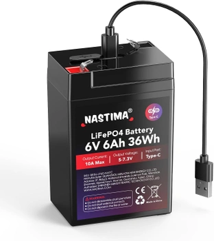 Nabíjecí baterie NASTIMA 6V 6Ah 36Wh LiFePO4