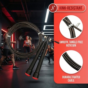 Švihadlo pre dospelých fitness pre ženy, mužov a deti, 3metrové lano s nastaviteľnou rýchlosťou pre