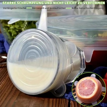 Silikonová strečová víčka, 12 kusů, 6 různých velikostí, opakovaně použitelná silikonová strečová