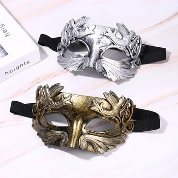 JewelryWe Maškarná benátska maska ​​pre mužov, staroveké grécke rímske maškarné masky Pánska maska