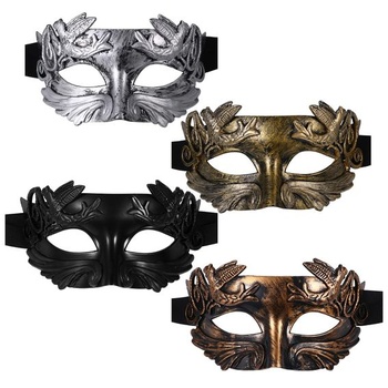 JewelryWe Maškarná benátska maska ​​pre mužov, staroveké grécke rímske maškarné masky Pánska maska