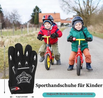 Detské cyklistické rukavice na celé prsty, protišmykové a priedušné, čierne