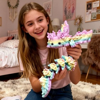 PLUSHCEWT 3D tlačený axolotl 21cm PLA pohyblivé kĺby (A)