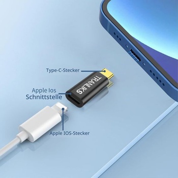 USB-C adaptér kompatibilný s Lightning, PD 60W čierny*2