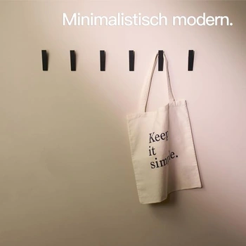 Designfabrik Hamburg Háčiky na kabáty | Súprava 4 čiernych ks | Nástenná čierna sada 4 ks