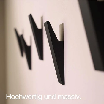 Designfabrik Hamburg Háčiky na kabáty | Súprava 4 čiernych ks | Nástenná čierna sada 4 ks