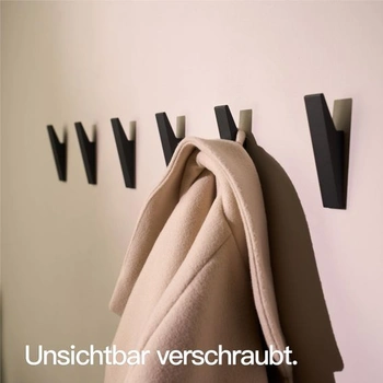 Designfabrik Hamburg Háčiky na kabáty | Súprava 4 čiernych ks | Nástenná čierna sada 4 ks