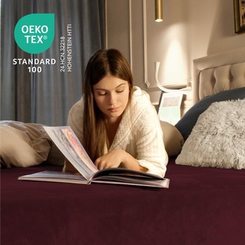 Dreamzie - Plyšové prestieradlo s motívom medvedíka 90x200 a 100x200 - vínová 90 x 200 cm - 100 x 200