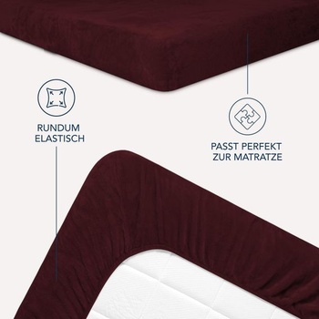 Dreamzie - Plyšové prestieradlo s motívom medvedíka 90x200 a 100x200 - vínová 90 x 200 cm - 100 x 200
