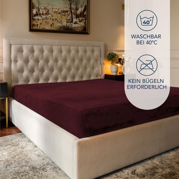 Dreamzie - Plyšové prestieradlo s motívom medvedíka 90x200 a 100x200 - vínová 90 x 200 cm - 100 x 200