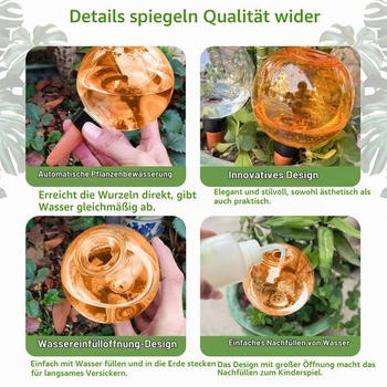 4 x 500ml samozavlažovacia guľa na rastliny (oranžová) Oranžová 500ml