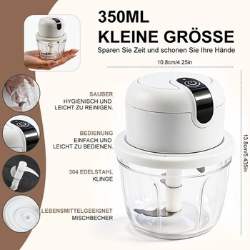 Elektrický kuchyňský sekáček, 350ml sekáček na cibuli, elektrický, nabíjení přes USB, bezdrátový