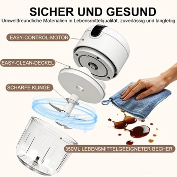 Elektrický kuchyňský sekáček, 350ml sekáček na cibuli, elektrický, nabíjení přes USB, bezdrátový