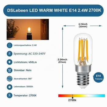 Žiarovka E14 LED teplá biela 2,4 W, 450 lm, E14 teplá biela 2700 k, 2 kusy