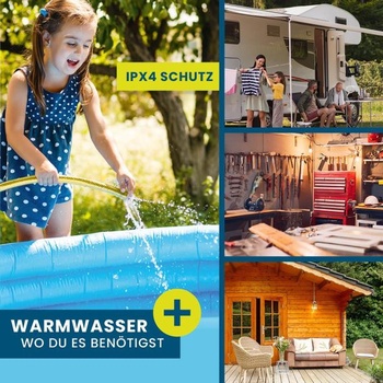 Elektrický průtokový ohřívač vody Hoberg z nerezové oceli | Výkonná topná spirála | LED displej