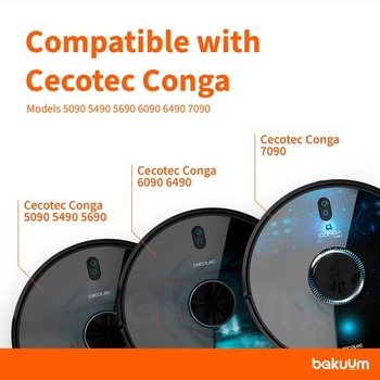 1 x kryt pre centrálnu kefu + 2 bočné kefy pre Cecotec Conga 5090 5490 6090 7090 IA