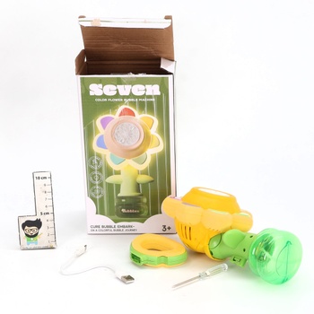 Výrobník bublín pre deti, dobíjacia tancujúca slnečnica s LED svetlom, automatický bublifuk s 3