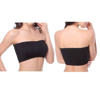 Dámsky bezšvový športový top Lemef BH Tube Top s výstelkou, veľkosť XXL, 3*čierny