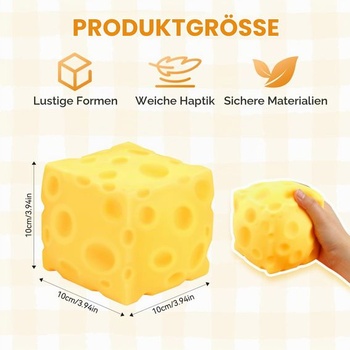 Syrová mäkká hračka, 10cm veľká syrová mačkacia loptová hračka proti stresu, Jumbo veľká syrová
