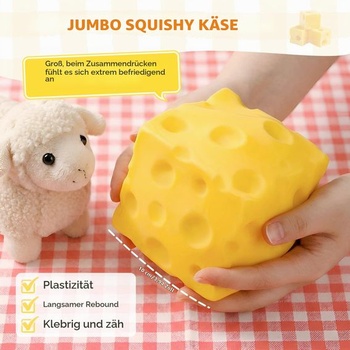 Syrová mäkká hračka, 10cm veľká syrová mačkacia loptová hračka proti stresu, Jumbo veľká syrová