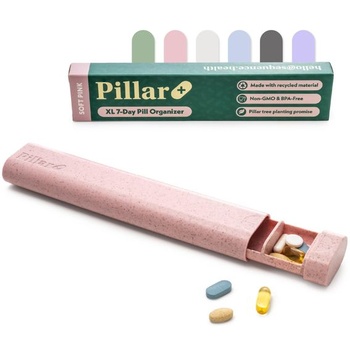 Krabička na lieky PILLAR PLUS XL, 7-dňový týždenný box | Veľká krabička na lieky, svetlo ružová Pillar