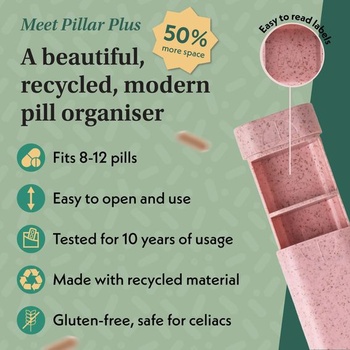 Krabička na lieky PILLAR PLUS XL, 7-dňový týždenný box | Veľká krabička na lieky, svetlo ružová Pillar