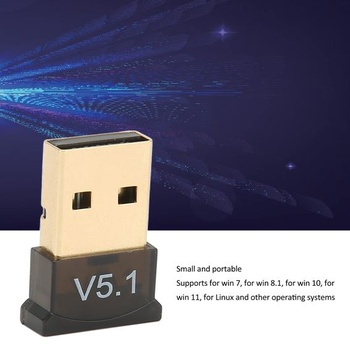 Topiky USB BT adaptér pre PC, BT 5.1 Dongle prijímač, USB BT adaptér, prenosný WiFi adaptér sa