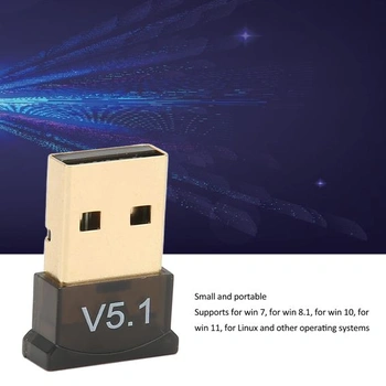 Topiky USB BT adaptér pro PC, BT 5.1 Dongle přijímač, USB BT adaptér, přenosný WiFi adaptér se