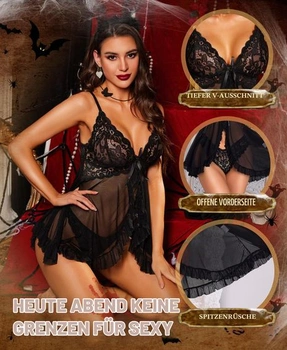 RSLOVE Sexy spodná bielizeň Babydoll pre ženy - čipková negližá nočná bielizeň zo sieťoviny s