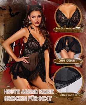 RSLOVE Sexy spodní prádlo Babydoll pro ženy - krajkové negližé noční prádlo ze síťoviny s