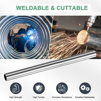 M METERXITY 2 kusy nerezovej rúrky Ø 20 mm, hrúbka steny 1,5 mm, dĺžka 250 mm, okrúhla nerezová