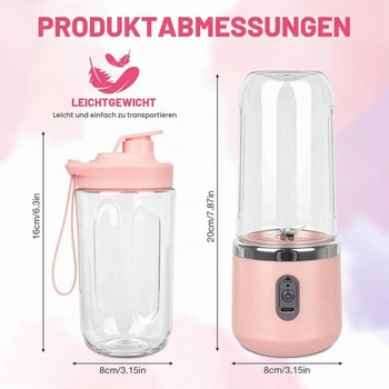 Prenosný mixér, výrobník smoothie s objemom 400 ml na cesty, prenosný elektrický odšťavovač s