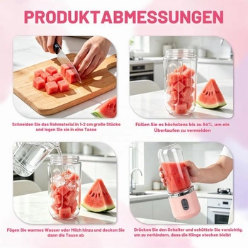 Prenosný mixér, výrobník smoothie s objemom 400 ml na cesty, prenosný elektrický odšťavovač s