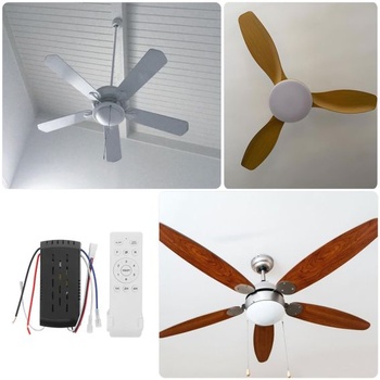 Súprava IMIKEYA s bezdrôtovým diaľkovým ovládaním pre stropný ventilátor, biela, s reguláciou otáčok, 6
