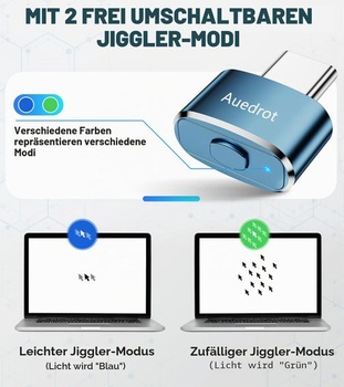 AUEDROT Mouse Jiggler USB-C Nedetekovateľný Mover s prepínačom, Kovový Mouse Jiggler Automatický