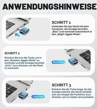 AUEDROT Mouse Jiggler USB-C Nedetekovateľný Mover s prepínačom, Kovový Mouse Jiggler Automatický